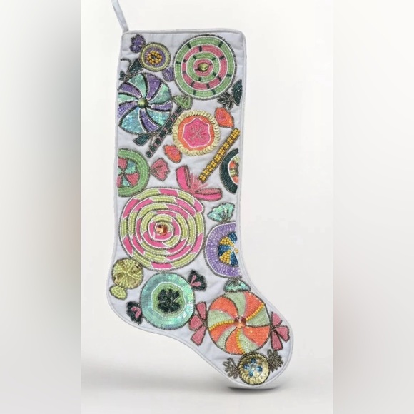 NWT Kim Seybert Csndy Cand Multi Beaded Holiday Stocking Christmas $240 - Picture 1 of 3